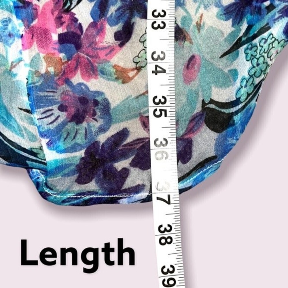 Steve Madden Sheer Floral Swimsuit Coverup Blue Pink Green Flowy Womens One Size - Picture 6 of 6